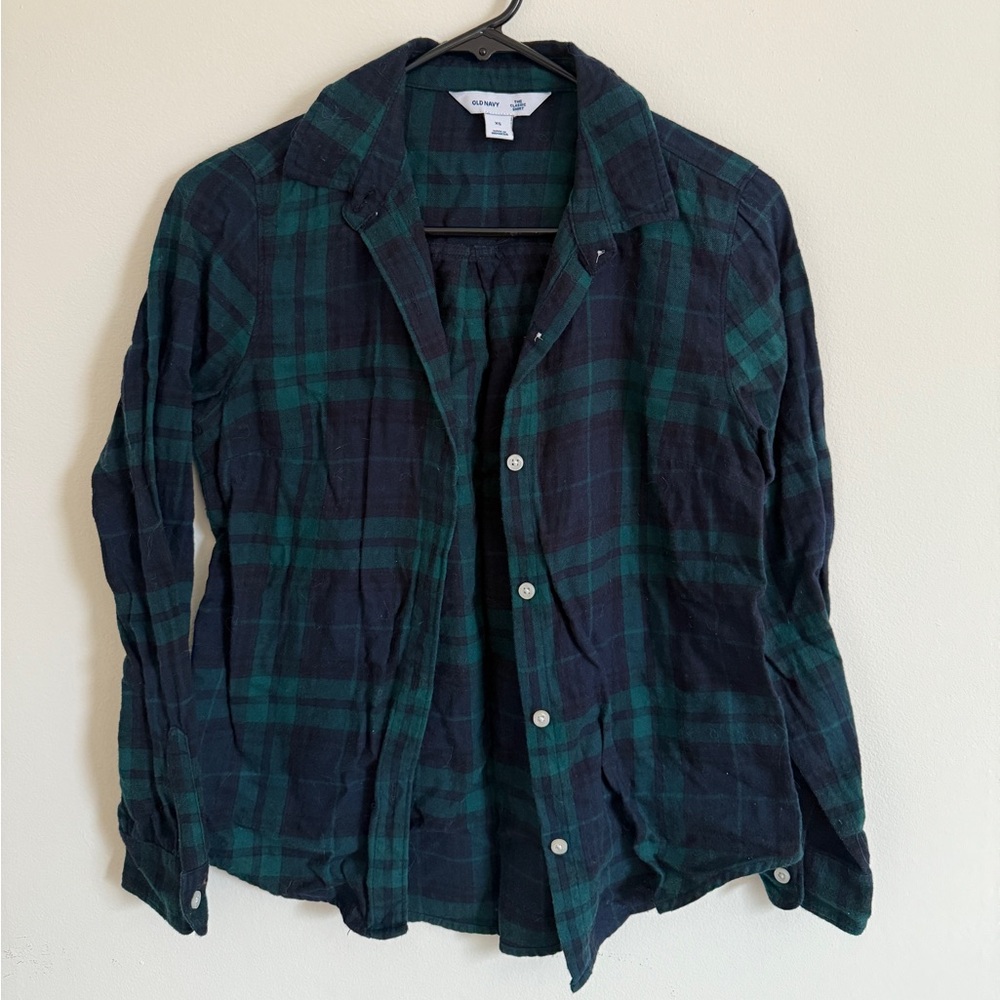 Navy and green classic flannel